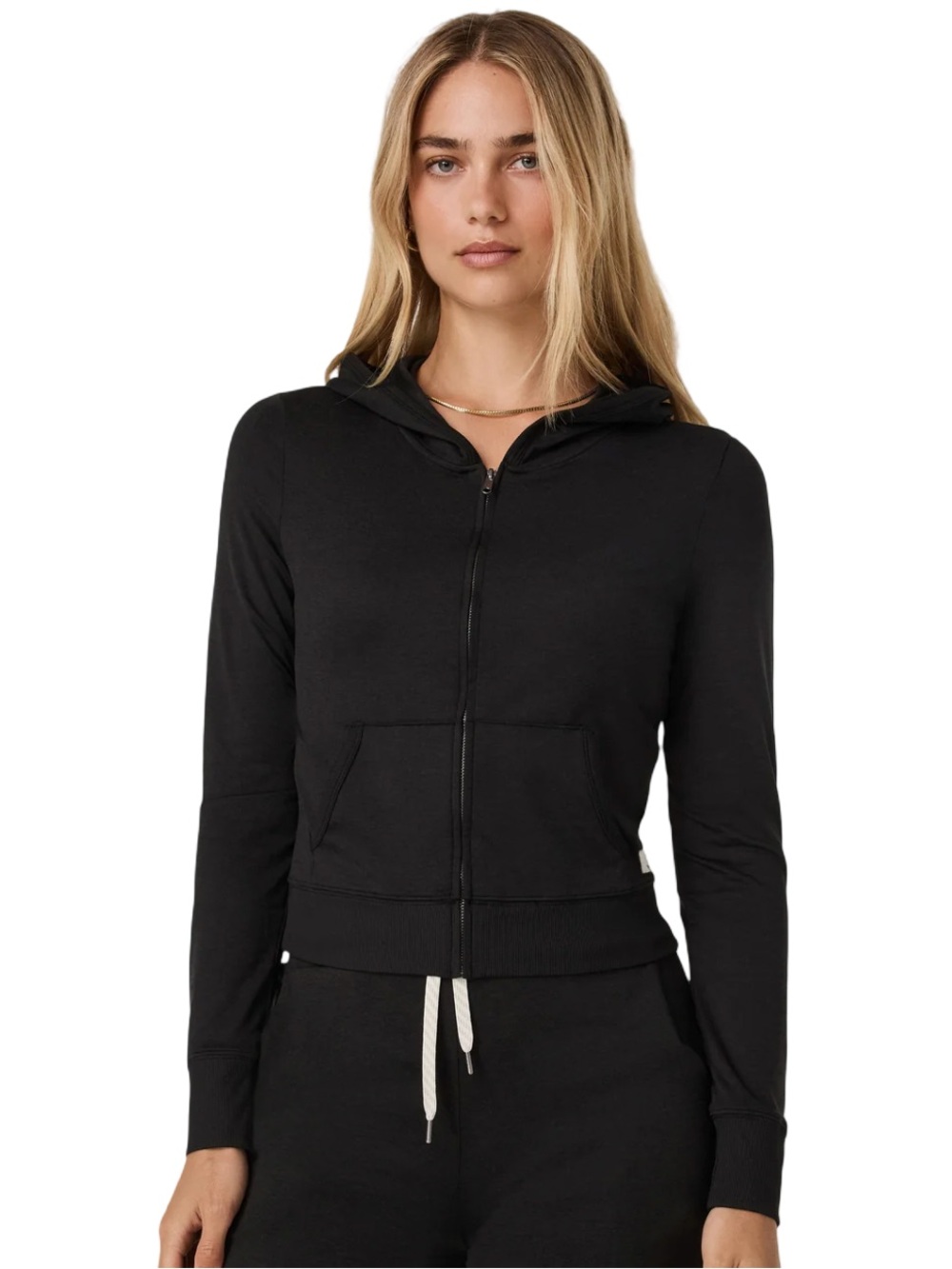 Vuori Halo Mini Full Zip Hoodie Size Large Black Heather Dreamknit Athleisure